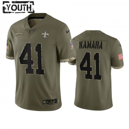 Lasten New Orleans Saints NFL Pelipaita Alvin Kamara 41 Olive 2022 Salute To Service Limited